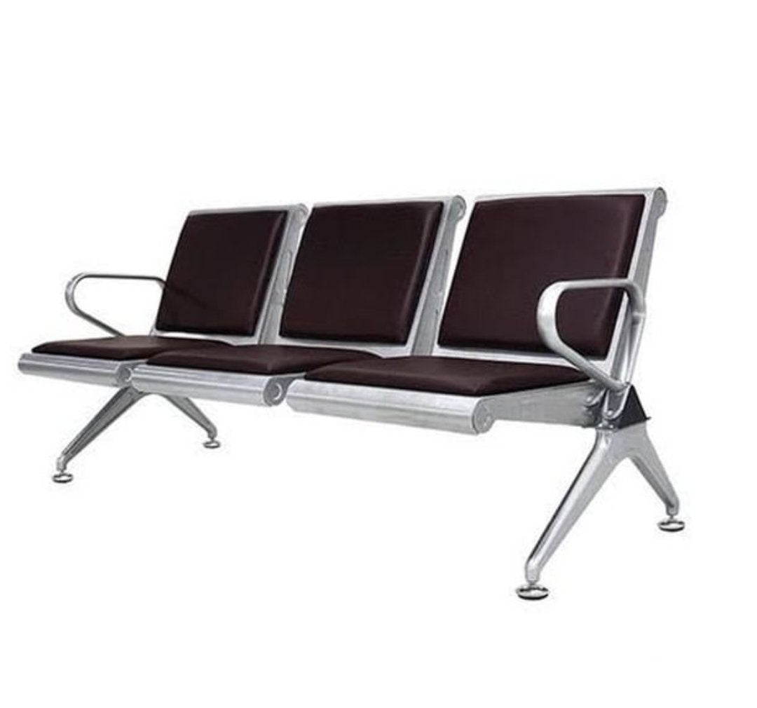 Kinbor 2-Seat Airport Waiting Chair | Silver Steel Bench For Clinic, Office, Salon | 48" L