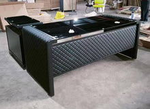 Load image into Gallery viewer, Executive tempered Glass padded office desk 1.6m
