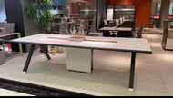 Wooden conference table with metal legs
