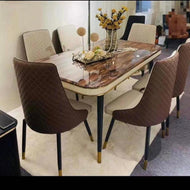 Luxury Faux Marble Dining Table 6 sitter
