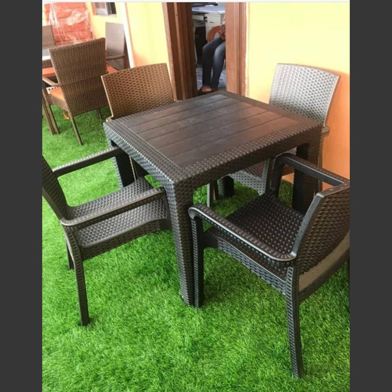 plastic chairs and table outdoor
