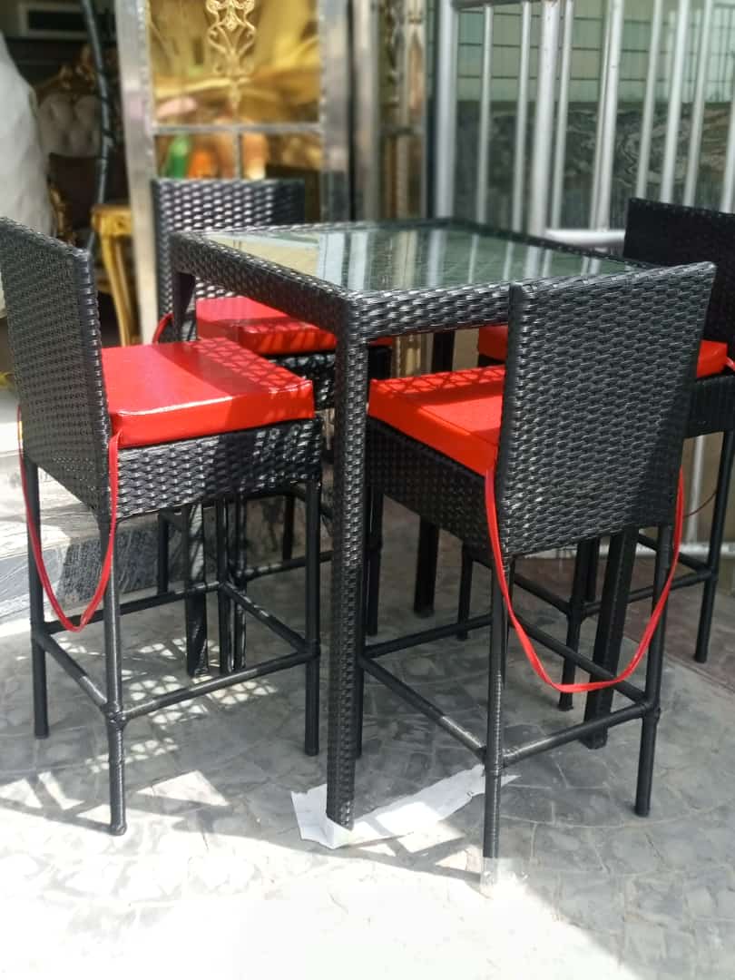 Outdoor bistro table with Rattan chair