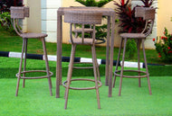 Outdoor bistro table with 4 rounded Rattan chair