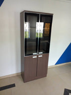 Wooden Glass Modern Bookshelf Cabinet