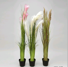 Load image into Gallery viewer, Black Artificial Reed Potted Plant with trough Vases
