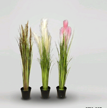 Load image into Gallery viewer, Artificial reed potted Plant with coloured planter
