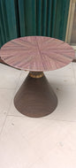 Modern Round Wooden Side Table with Sculptural Pedestal Base
