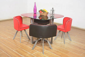 red glass 2 coloured dining table set