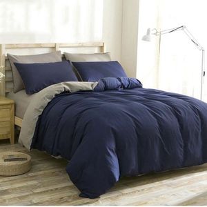 Navy Blue/ Grey Cotton Bed Sheet and Duvet Comforter