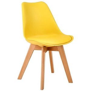 Yellow Wooden leg Accent Side Chair