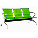 3-SEATER LEATHER PADDED RECEPTION AIRPORT WAITING OFFICE CHAIR aluminum