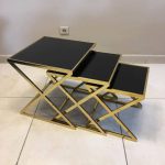 Glass gold side stool