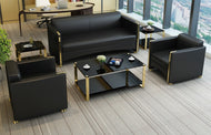 5 seater black leather sofa set