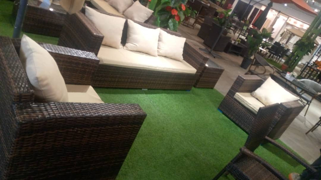 Brown Outdoor Sofa Set with Cushion