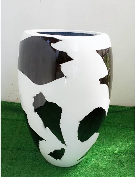 black and white planter flower vase