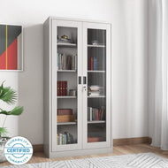 Double Full Glass Door Cabinet