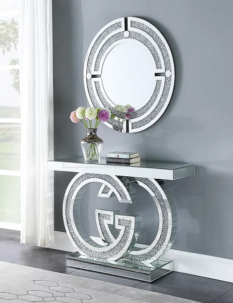 mirror glass antique living room console table