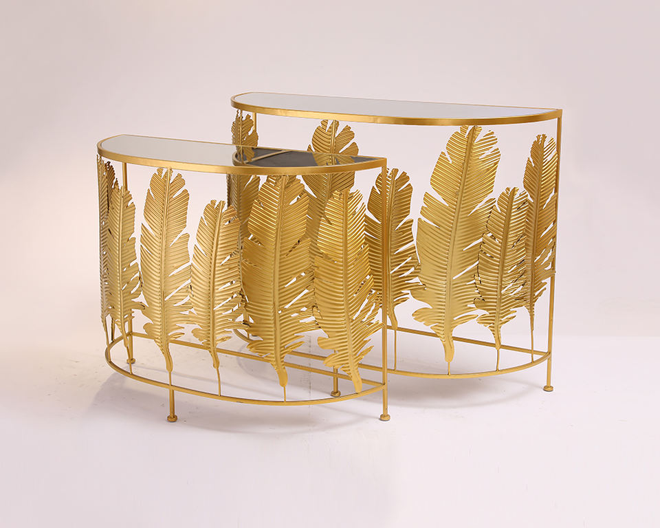 gold living room console table 2 set