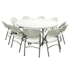 5FT ROUND PLASTIC FOLDABLE BANQUET TABLE