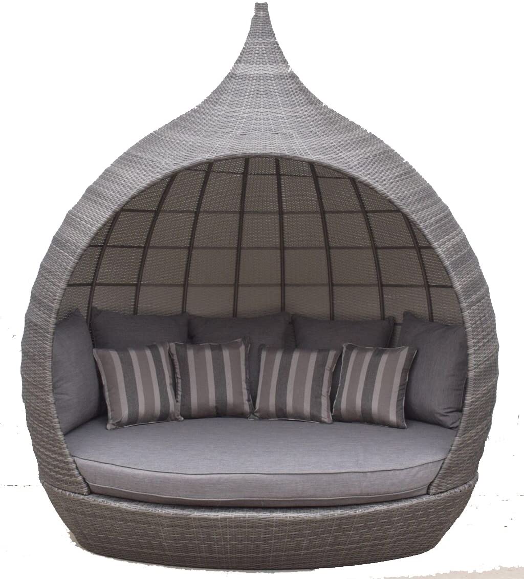 Signature weave Pear Daybed Garden Day Bed - Grey UV Treated Wicker