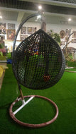 Outdoor Black Wicker Hanging Swing Chair
