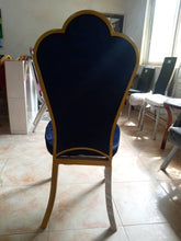 Load image into Gallery viewer, Blue suede Banquet chair
