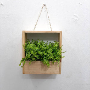 square box hanging wall flower plant
