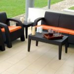 5 sitter Brown Ranoush outdoor Sofa Set with table/stool