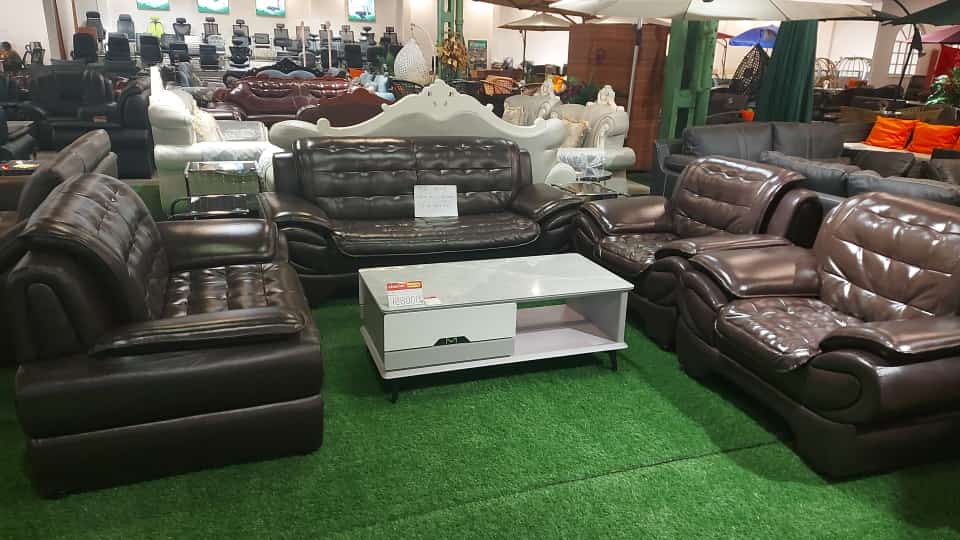 Brown 7 Sitter Luxury leather sofa settee