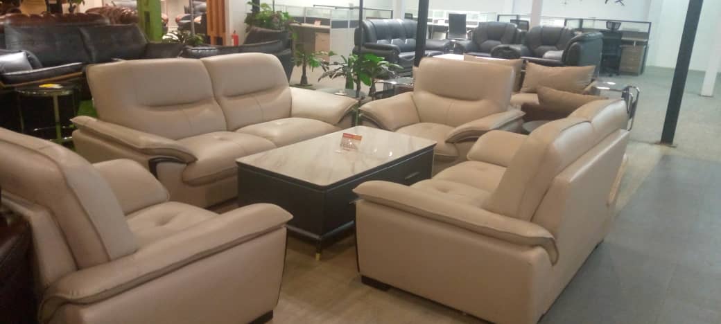 Cream 7 Sitter Leather sofa set