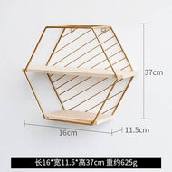 Gold Hexagon Wall Decorative Hanging Shelf