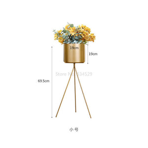 Gold tri-stand Rack Home Decor Plant  Flower vase