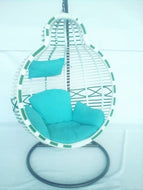 White Outdoor Wicker Hanging Swing Chair