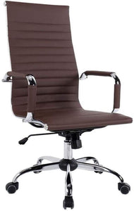 high back brown eunicon ribbed office chair