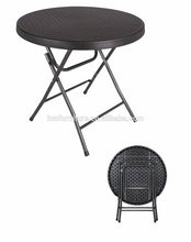 Load image into Gallery viewer, Rattan look Black foldable plastic table

