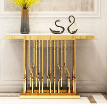 Load image into Gallery viewer, gold console table with mirror
