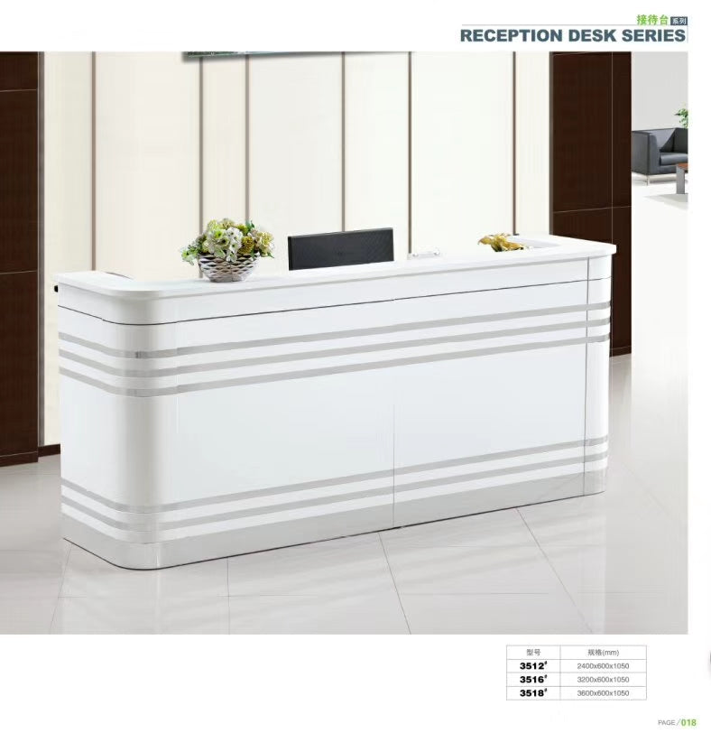 long white reception front desk