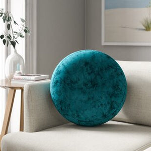 Round teal Suede Throw Pillows 2pcs