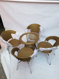 Outdoor Lounge Table set with 4 Rattan chiars
