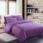 purple bedsheet and duvet