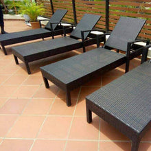 Load image into Gallery viewer, rattan foldable sun lounger pool side bed
