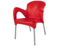 Coloured Plastic outdoor chair with armrest