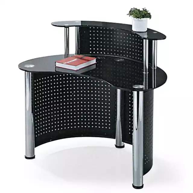 semi-circle reception black desk