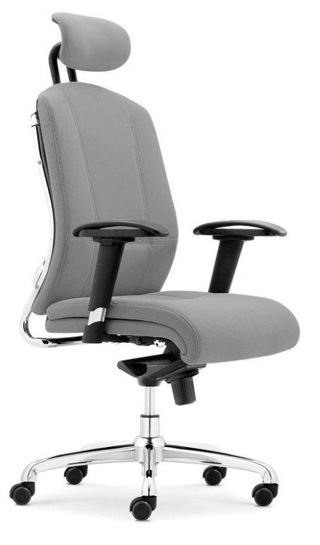 Executive Grey Suede Adjustable Arm Chair