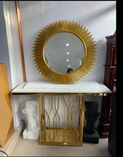 Load image into Gallery viewer, Gold Living room Console Table with Mirror
