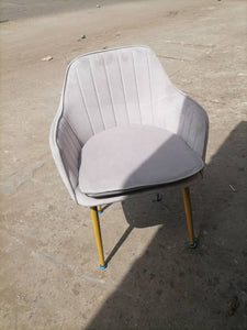 Velvet Dining Chairs Mid-Back Leisure Armchair w/ Gold Leg Gray