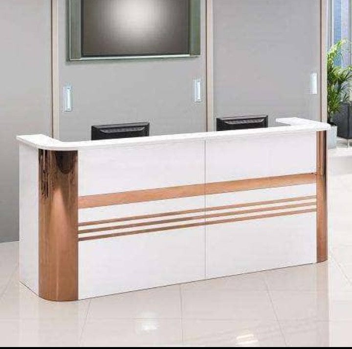 white receptionist front office desk