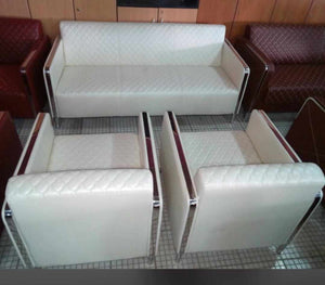 White 5 Seater office Leather Sofa Set