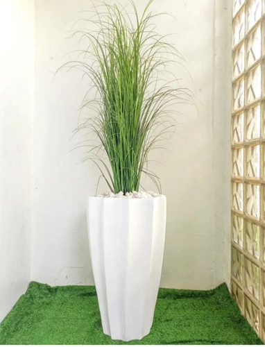 ARTIFICIAL REED PLANT IN OKRA VASE