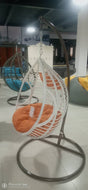 Outdoor Hanging Swing Chair with orange cushion